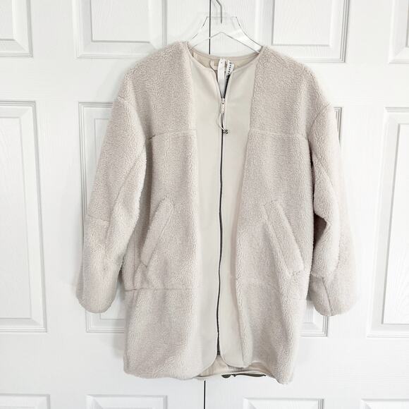 Lululemon Collarless Textured Fleece Full Zip in White Opal - Picture 1 of 8